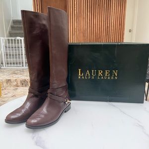 Lauren Ralph Lauren Jenny Riding Boots in Dark Brown